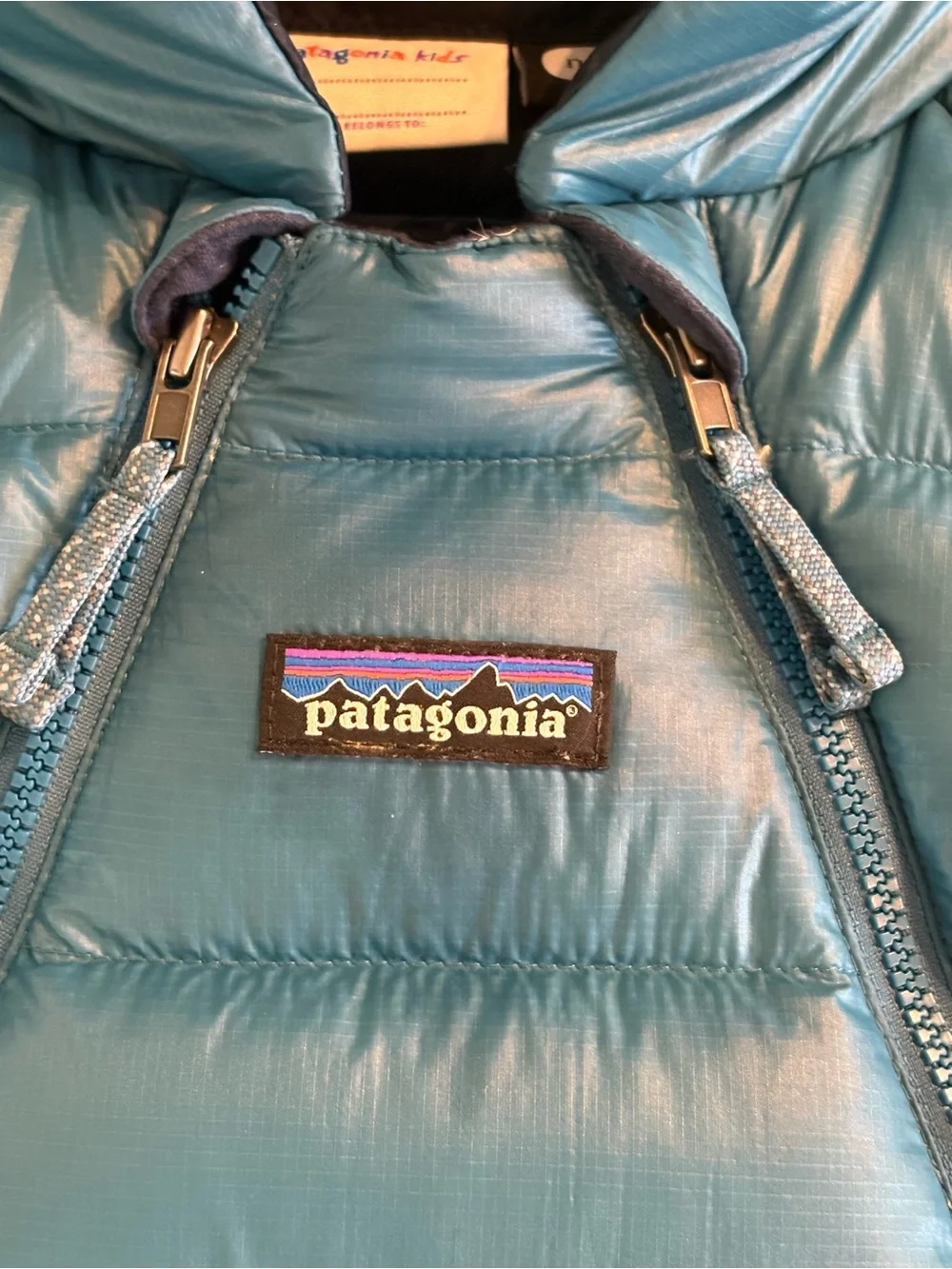 Patagonia Baby 3-6M Hi-Loft Down Bunting Snowsuit Blue Hooded